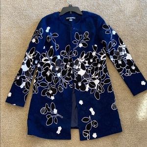 Karl Lagerfeld Blue Floral Coat